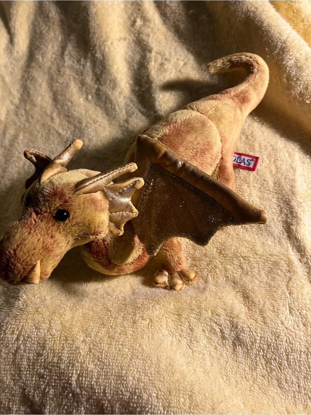 Douglas Cuddle Toys Topaz Gold Dragon Plush Stuffed Animal Toy 12”